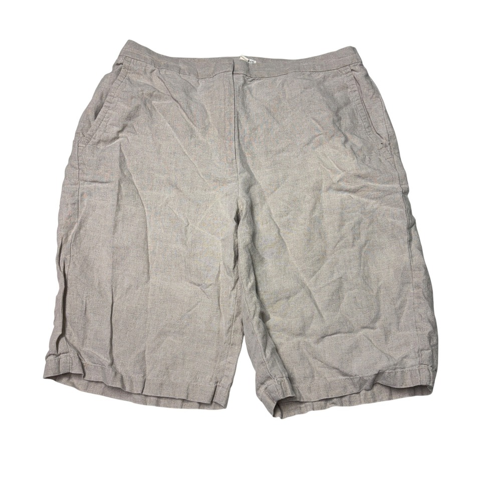 Eileen Fisher Organic Linen Shorts Oatmeal Beige Womens L W30 L10 Relaxed Fit